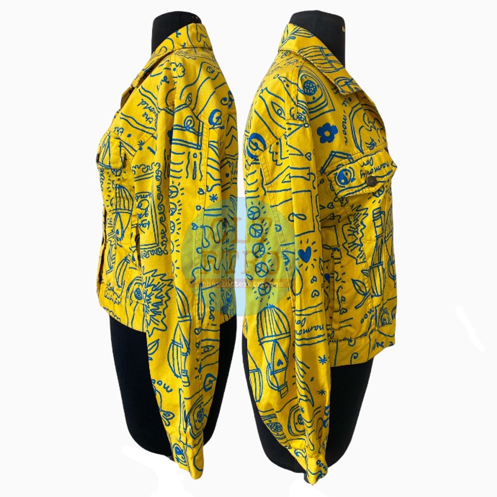Moschino • Yellow Graffiti Denim Jacket (40) - Picture 3 of 14